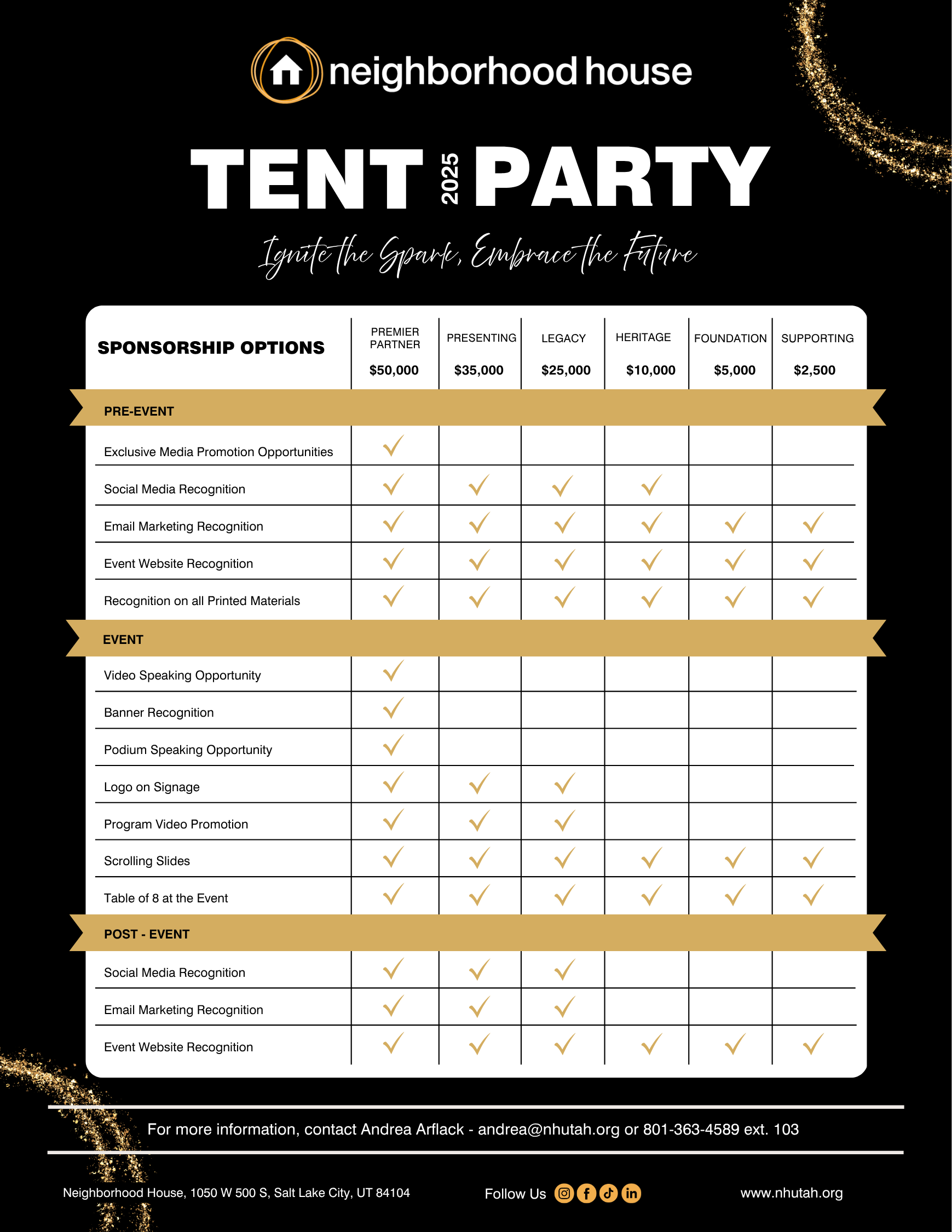2025 Tent Party Sponsorship Options