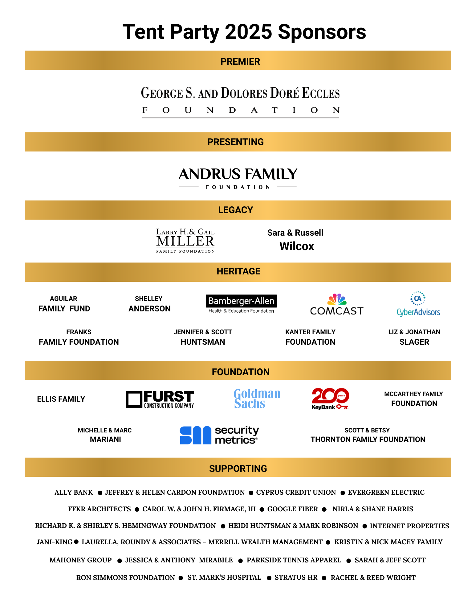 Tent Party 2025 Sponsors Flyer 