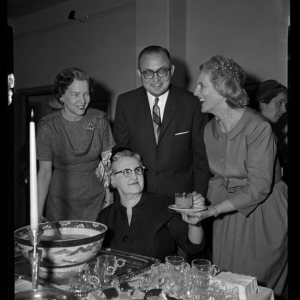 Tea Clyde, Mrs Geo Dewey Kirkland, Mrs A G Larson, John Farr Freed, Mrs David L Governor Rampton Shot 1.1959